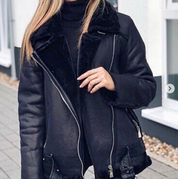 Zara Aviator faux shearling jacket xs